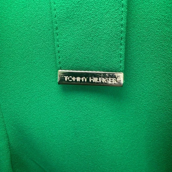 Tommy Hilfiger Green Jumpsuit Women's Ruffle Sleeve V Neck Belted Size 12 - Picture 6 of 16